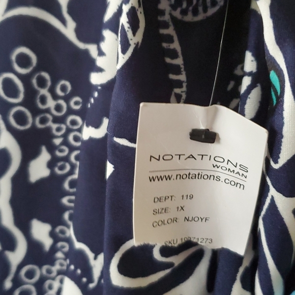 Notations NWT Plus Size Wide Neck Midi Length 3/4 Sleeve Dress Blue Green 376 - Picture 10 of 10